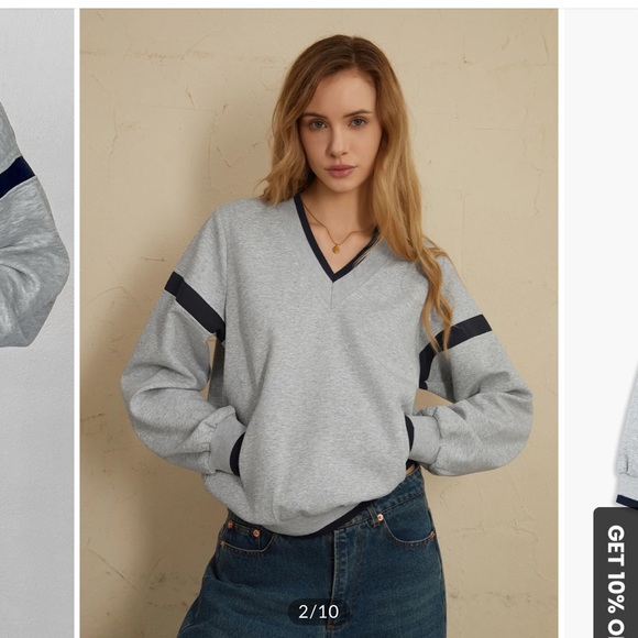 Contrast Trim Oversized Sweatshirt M - Picture 2 of 4